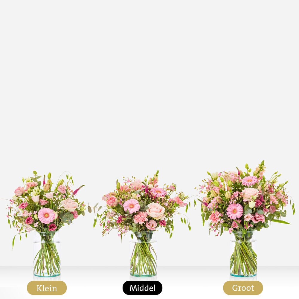 Geboorteboeket roze (cadeauset met knuffel)